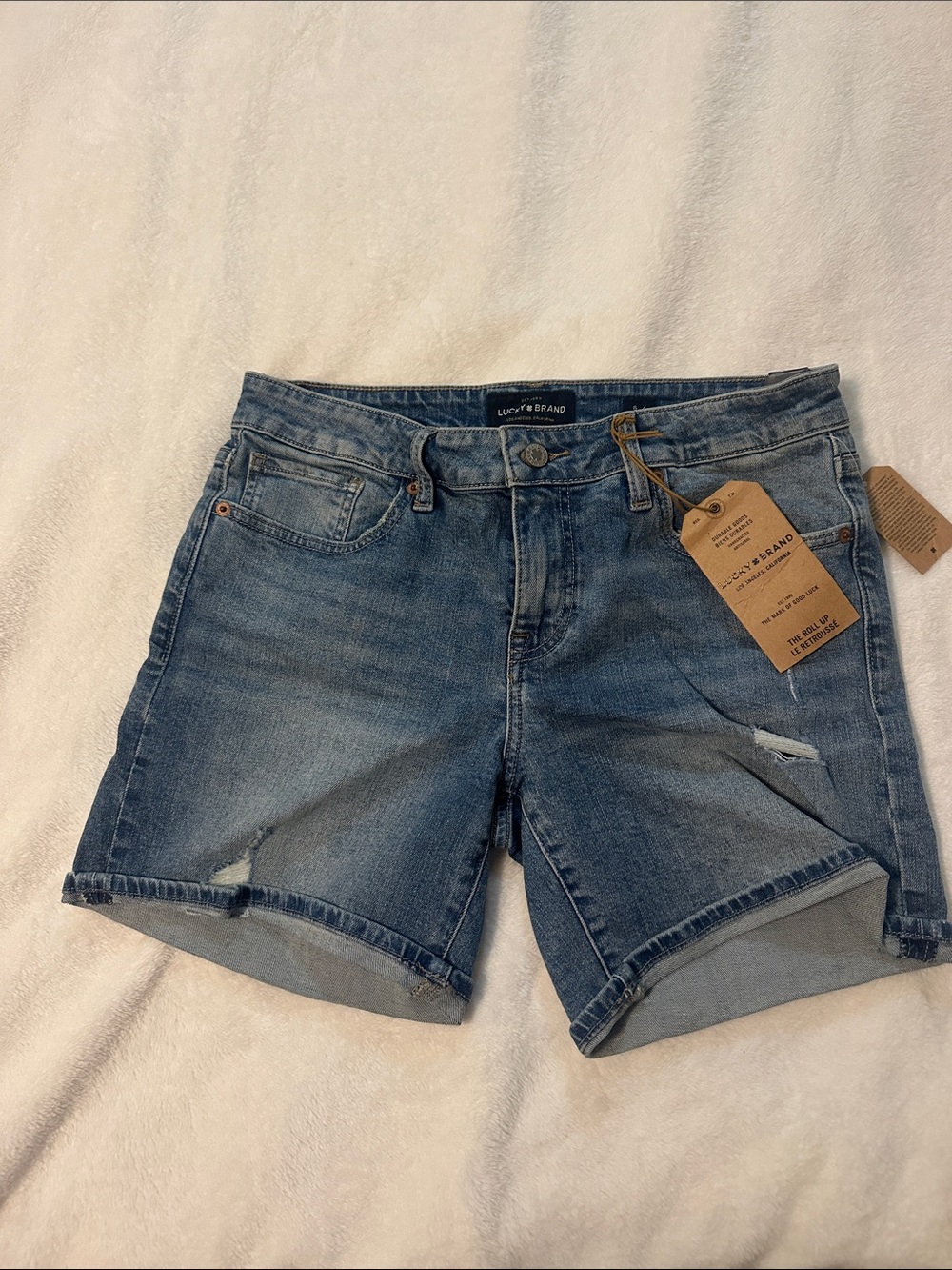 Lucky Brand Light Blue Distressed Cuffed Denim Shorts